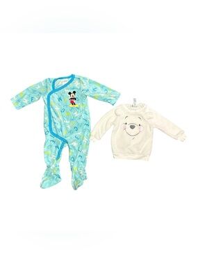 Disney Blue and White Mickey Mouse and White Pooh Sweater